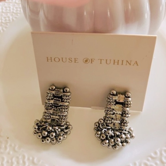 HOUSE OF TUHINA JANAK Handcrafted Artisan Silver Earrings - Picture 1 of 4